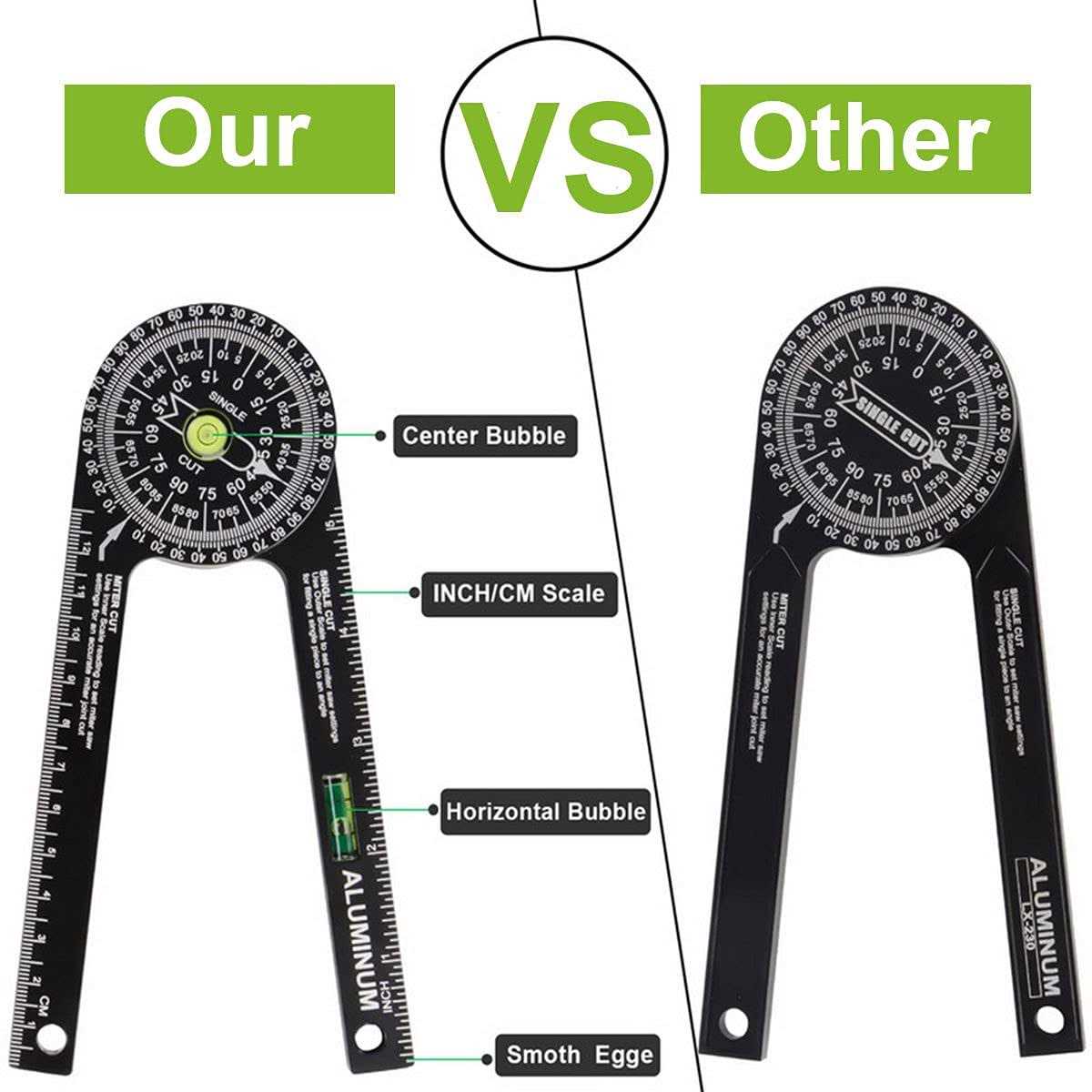 Miotorio Miter Saw Protractor,Aluminum Protractor Angle Finder with Level Gauge High Precision Laser Inside & Outside Miter Angle Finder for Angle Finder - Image 4