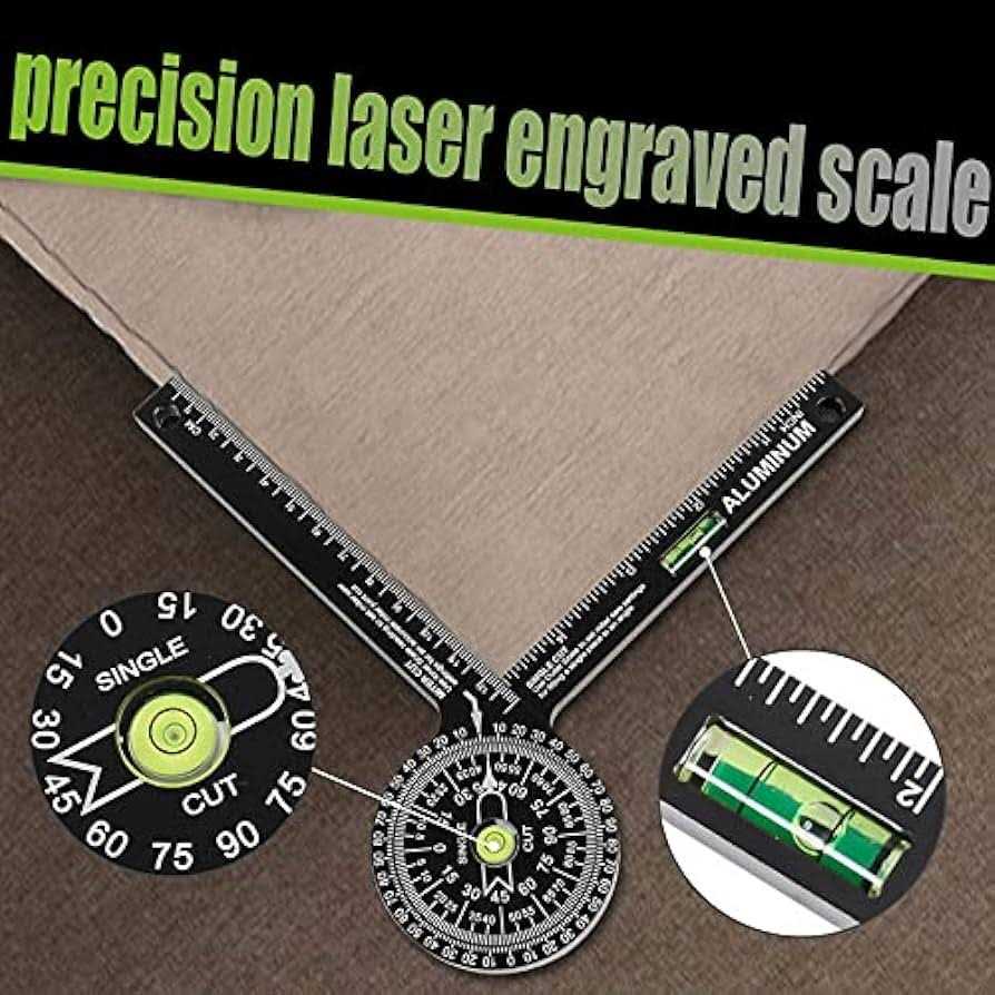 Miotorio Miter Saw Protractor,Aluminum Protractor Angle Finder with Level Gauge High Precision Laser Inside & Outside Miter Angle Finder for Angle Finder - Image 5