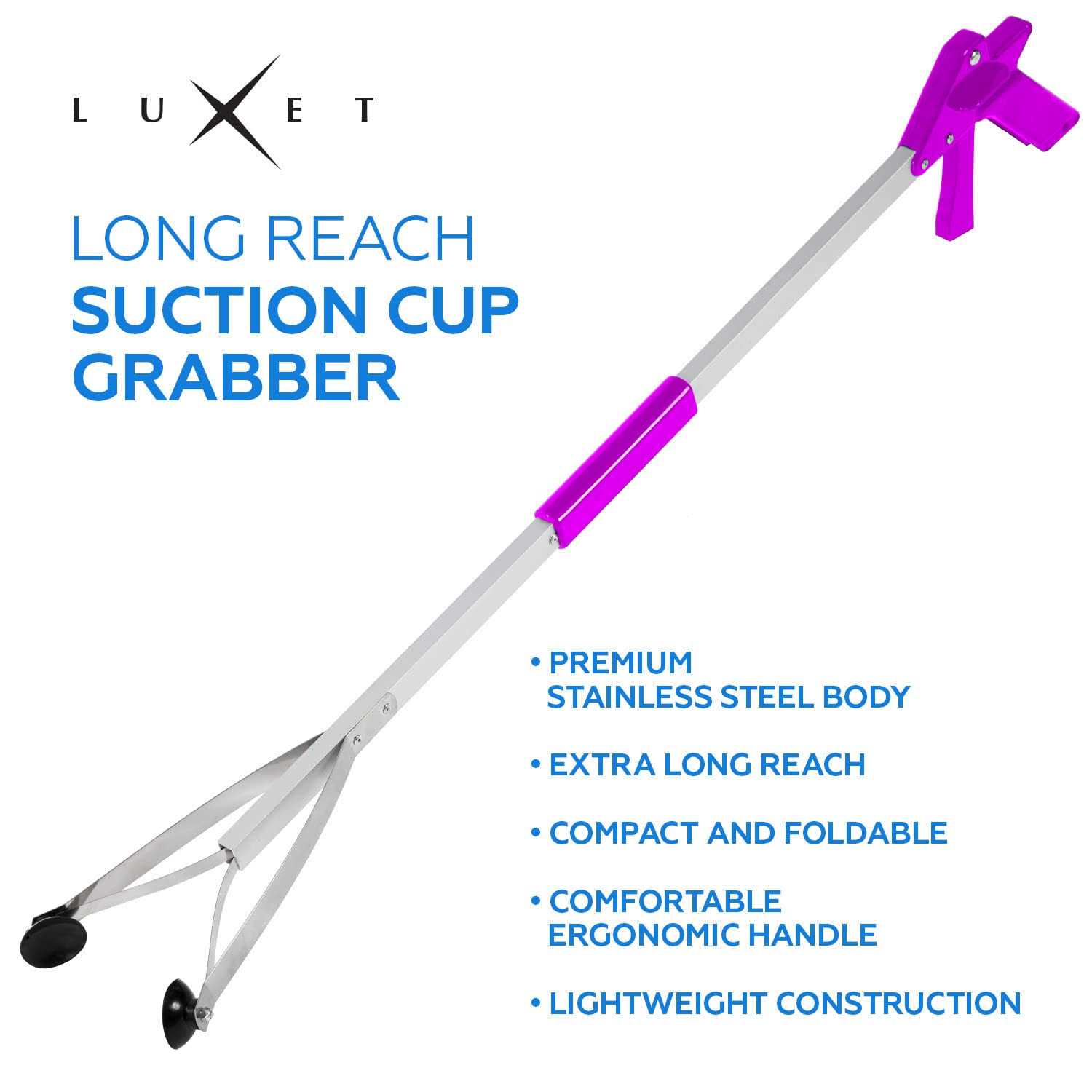 Luxet Reacher Grabber Tool X-Long 80 Aluminum Suction Cup Jaw - Image 5