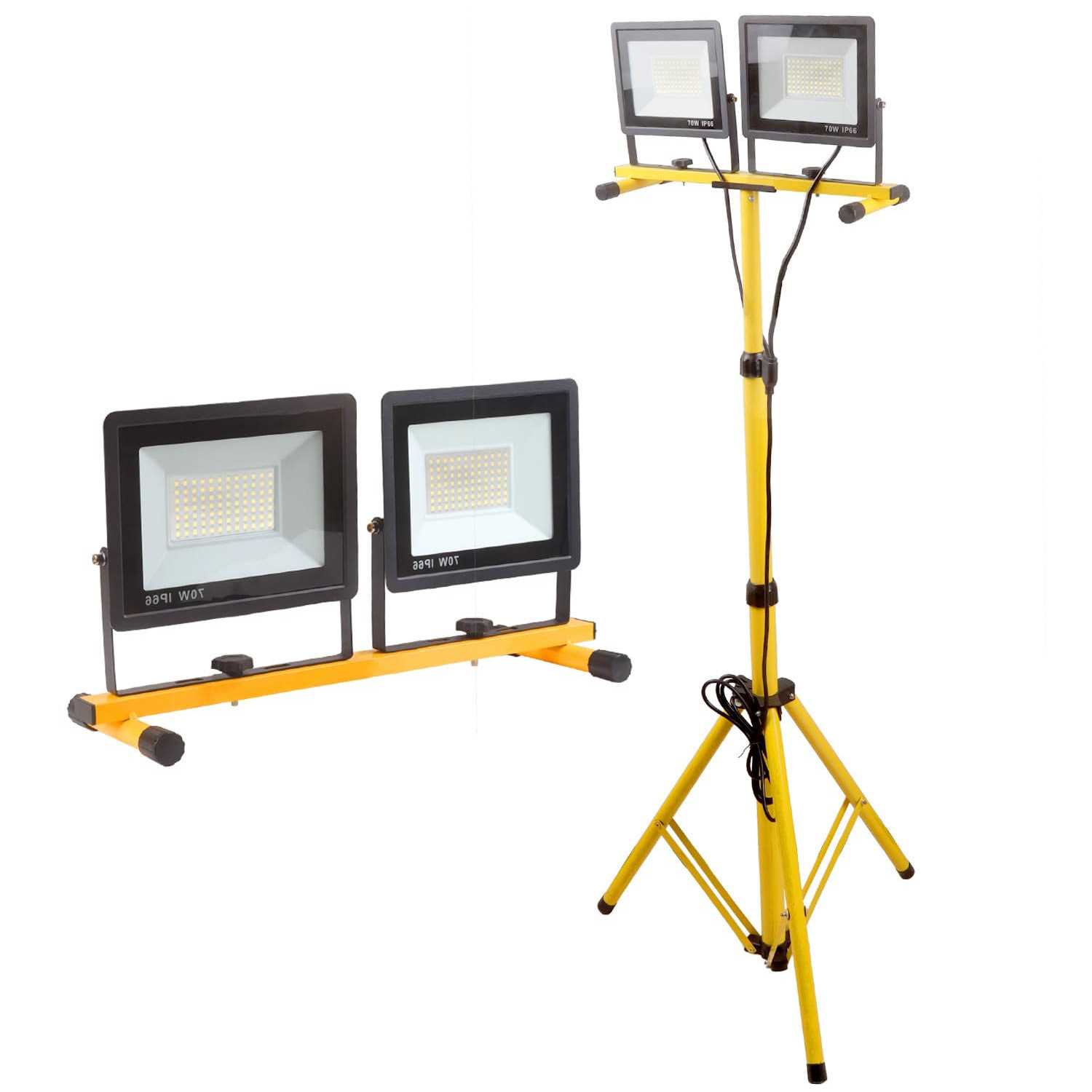 GUWELL 21000 Lumen Work Lights with Stand, 2 Adjustable Head LED Work Light, with Adjustable and Foldable Tripod Stand