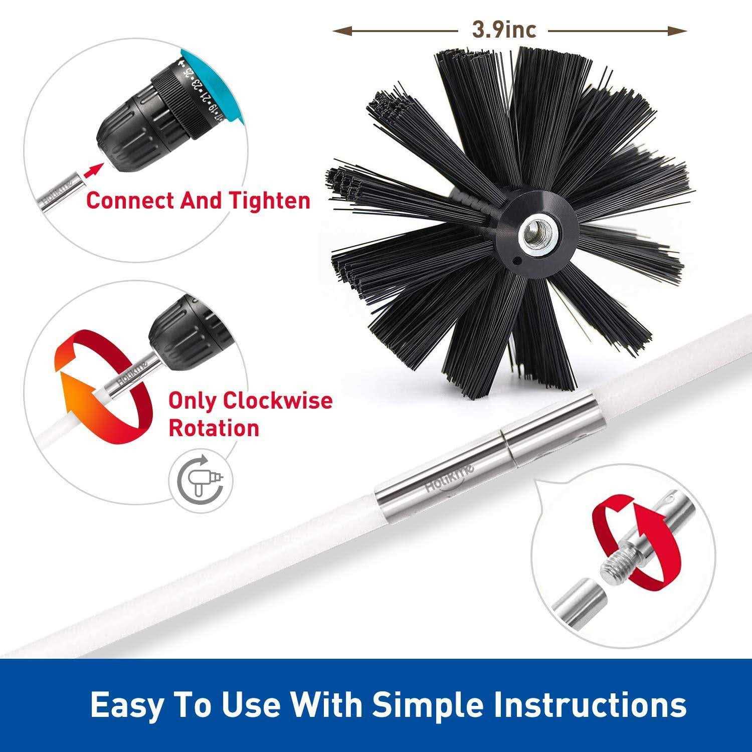 Holikme 30 Feet Dryer Vent Cleaner Kit,Flexible Lint Brush with Drill Attachment - Image 4