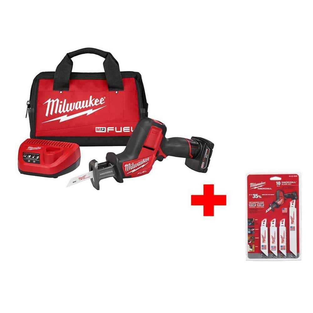 Milwaukee M12 FUEL 12-Volt Lithium-Ion Cordless Hackzall Reciprocating Saw Kit with Hackzall Blades Kit Storage Pouch - Image 4