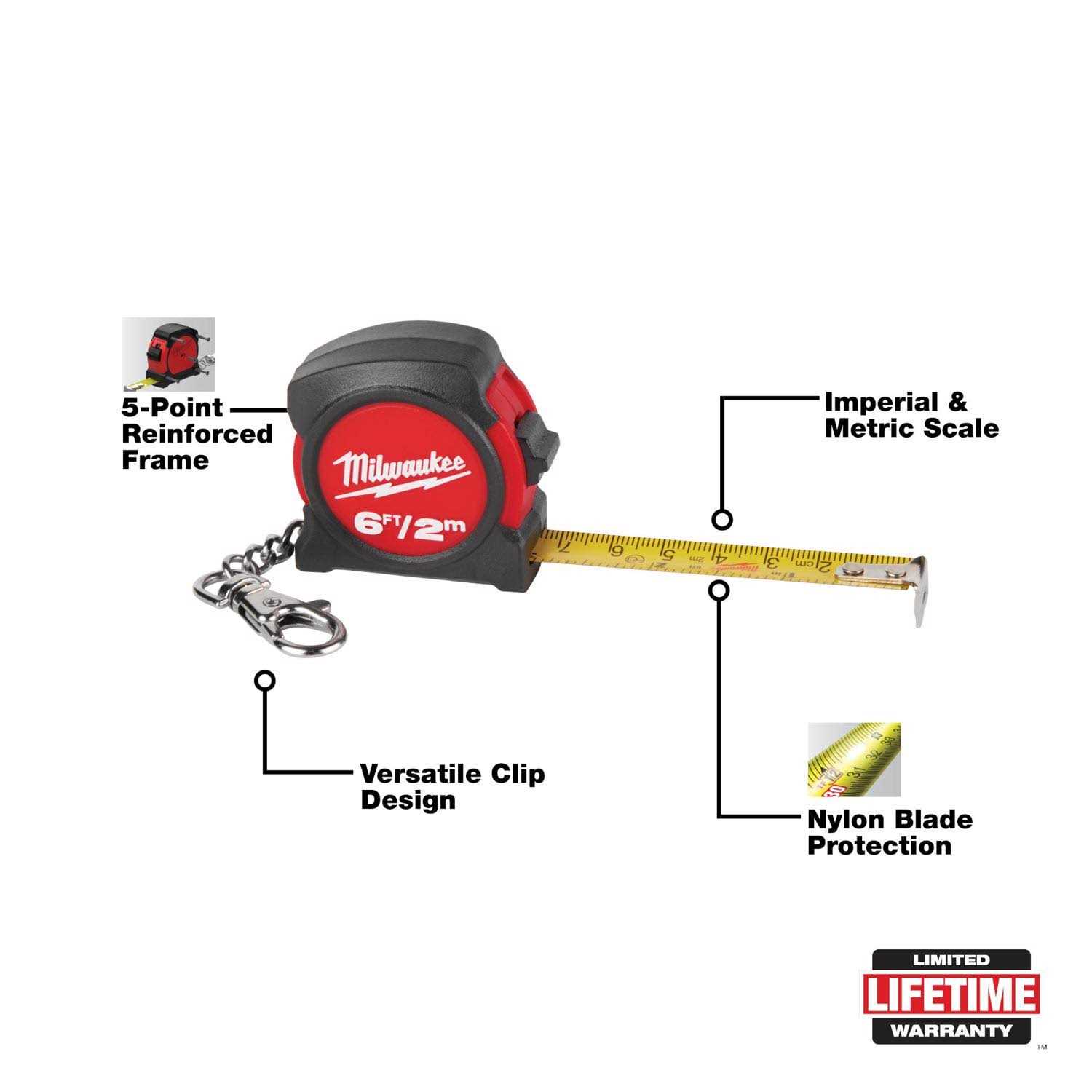 Milwaukee 6 ft. Keychain Tape Measure - Image 3