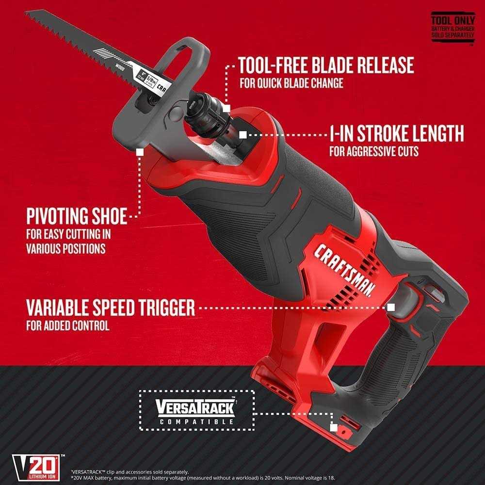 Craftsman V20 Cordless Brushed 7 Tool Combo Kit - Image 4