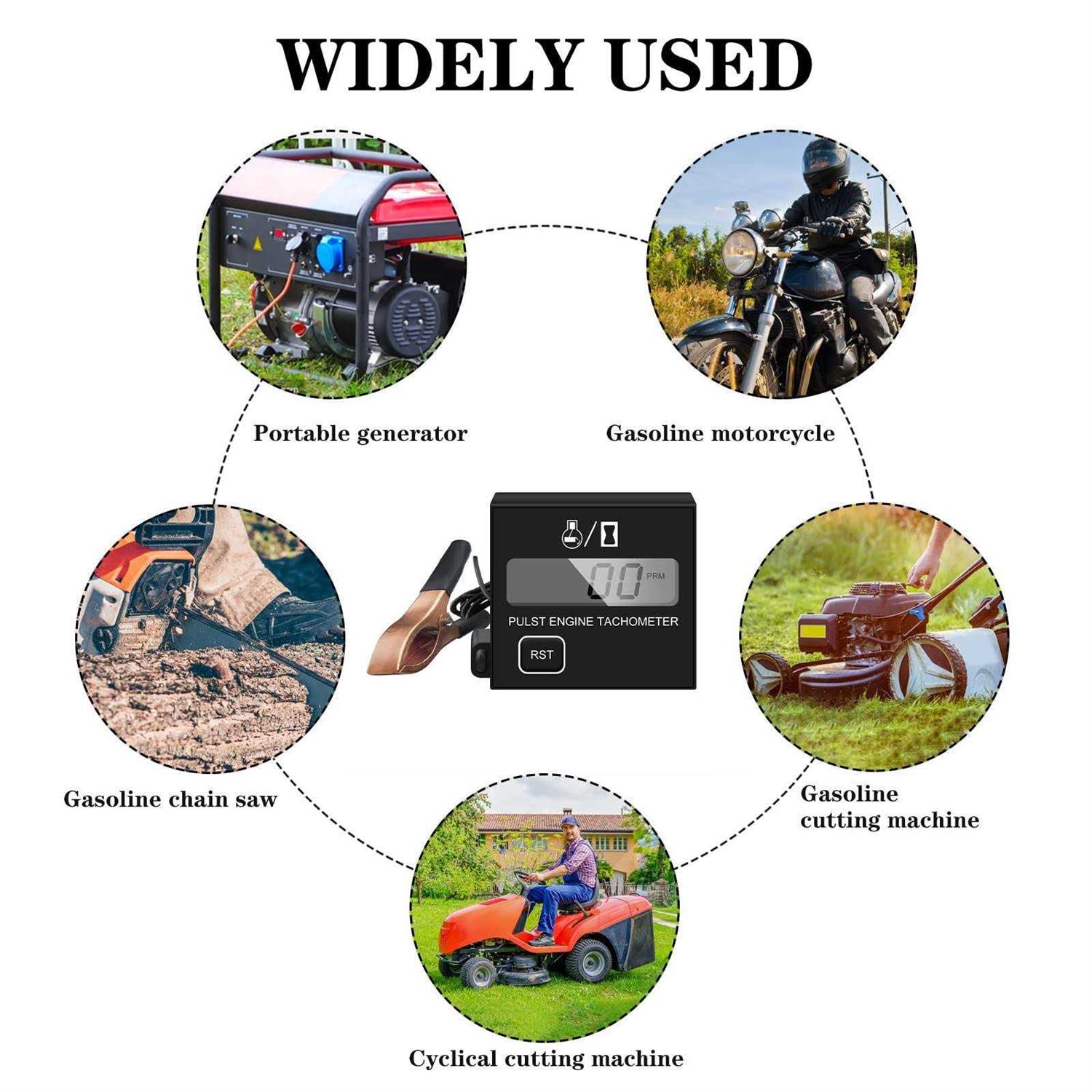 Generic Digital Tachometer Small Digital Engine Tachometer Inductive Tachometer Digital Chainsaw Tachometer Replaceable Battery Waterproof Tachometer - Image 5