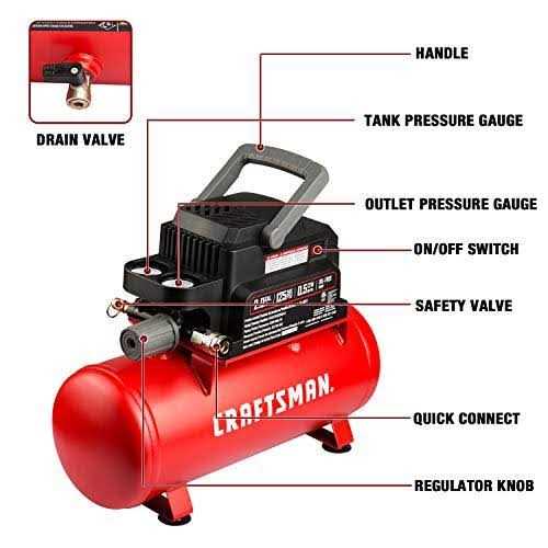 Craftsman 2 Gal Horizontal Portable Air Compressor Tank 125 PSI 0.3 HP - Image 4