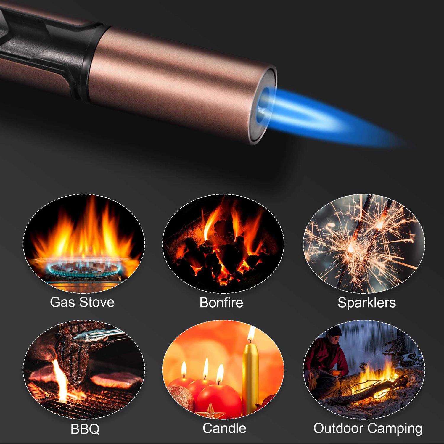 Ieik Butane Torch Lighter 2 Pack Refillable Adjustable Jet Flame Pen Lighter For Bbq Stove Grill 6-inch - Image 3