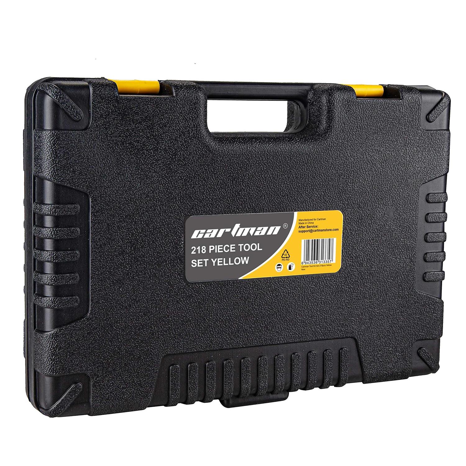 Cartman 218 Piece Tool Set General Household Hand Tool Kit with Plastic Toolbox Storage Case Yellow - Image 3