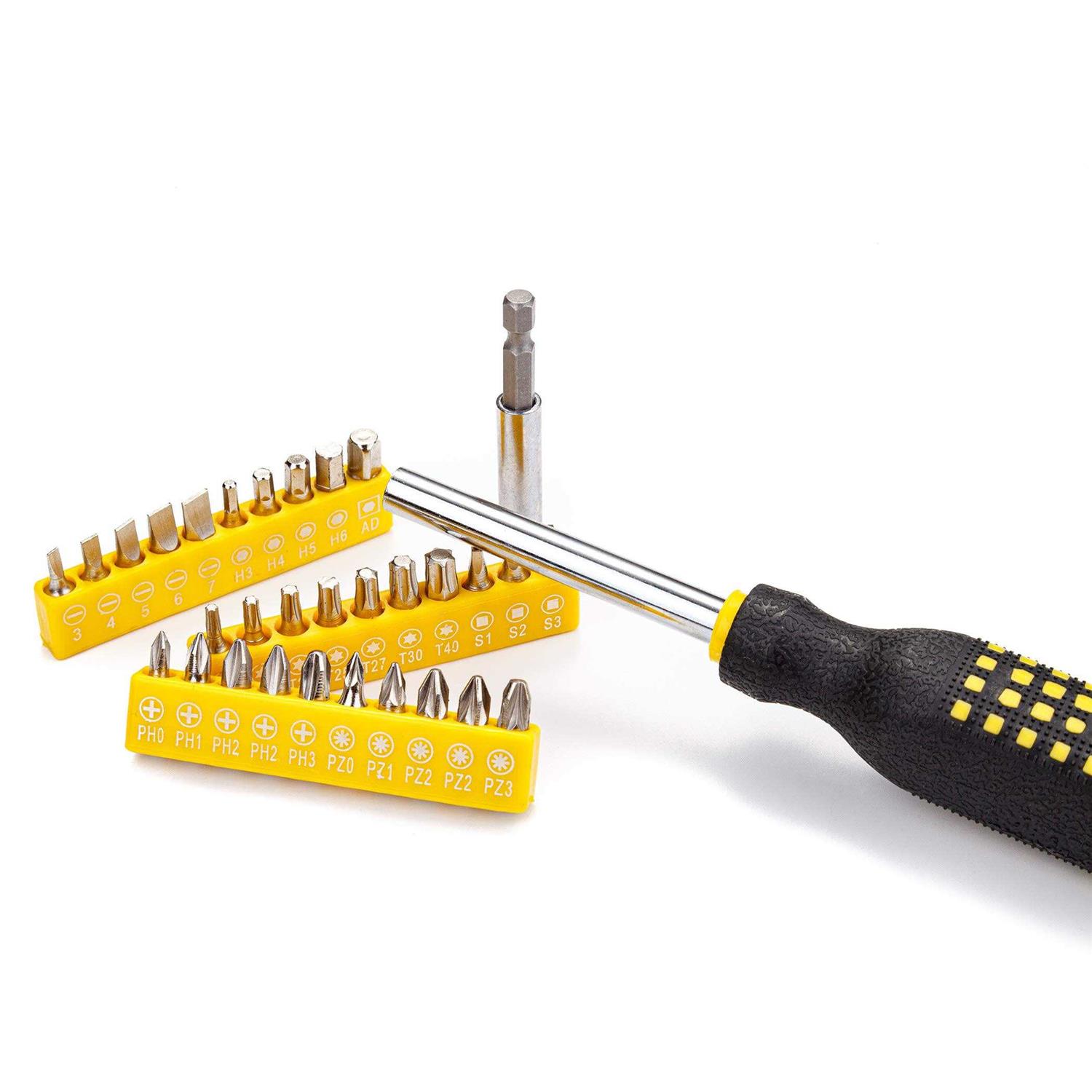 Cartman 218 Piece Tool Set General Household Hand Tool Kit with Plastic Toolbox Storage Case Yellow - Image 4