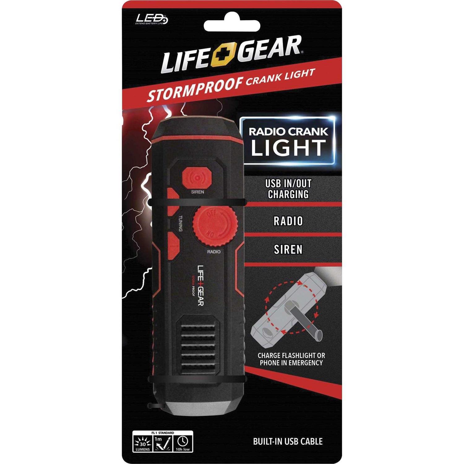 Life+Gear Stormproof USB Crank Flashlight & Radio LG38-60675-RED - Image 4