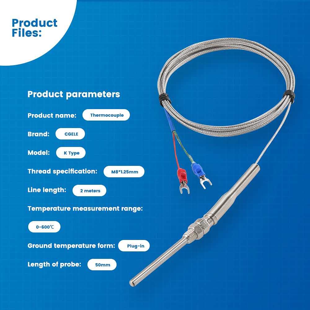 CGELE K-Type Thermocouple Temperature Sensors 0~600°C,2M/6.6Ft Wire Probe Length Two Wire Steel Probe Temperature Detector - Image 4
