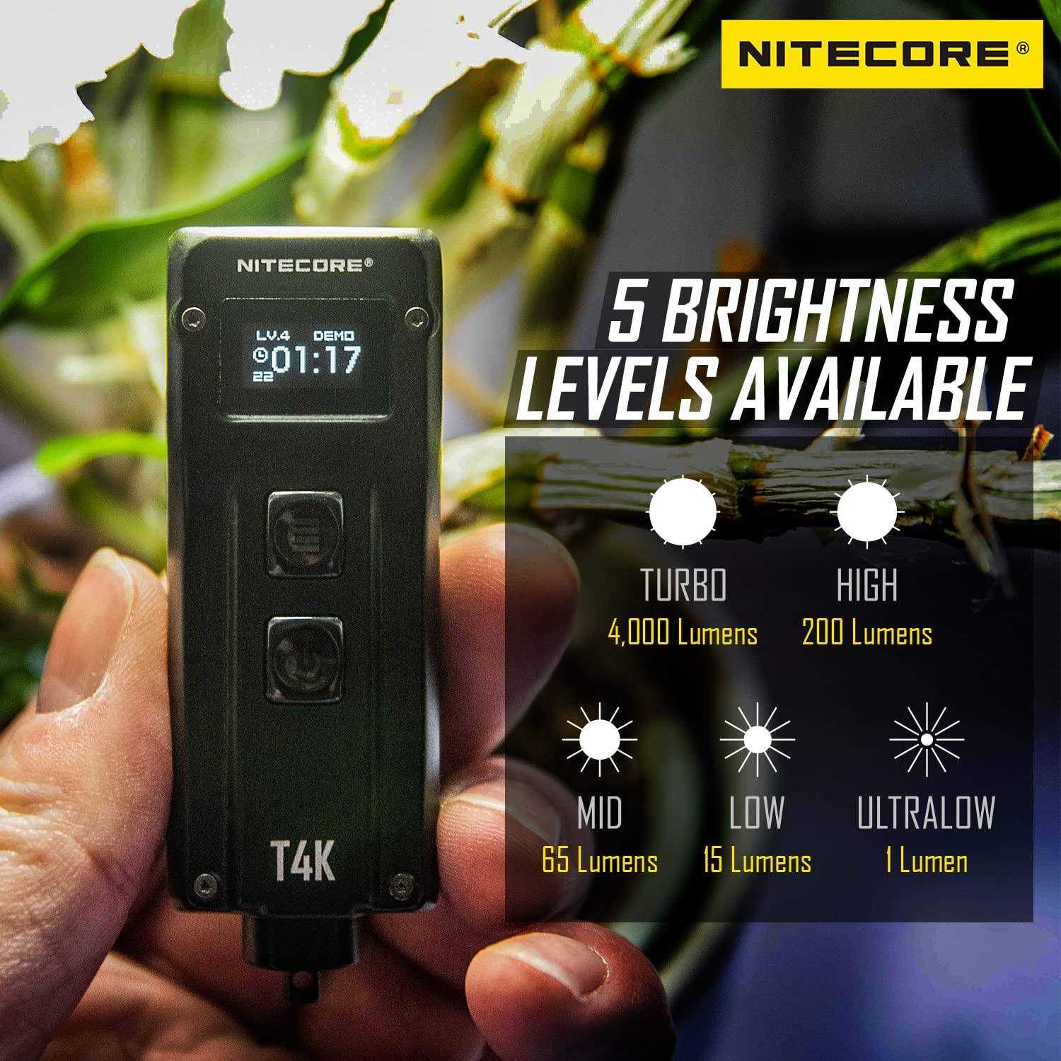 Nitecore T4K 4000 Lumen Super Bright EDC Flashlight - Image 4