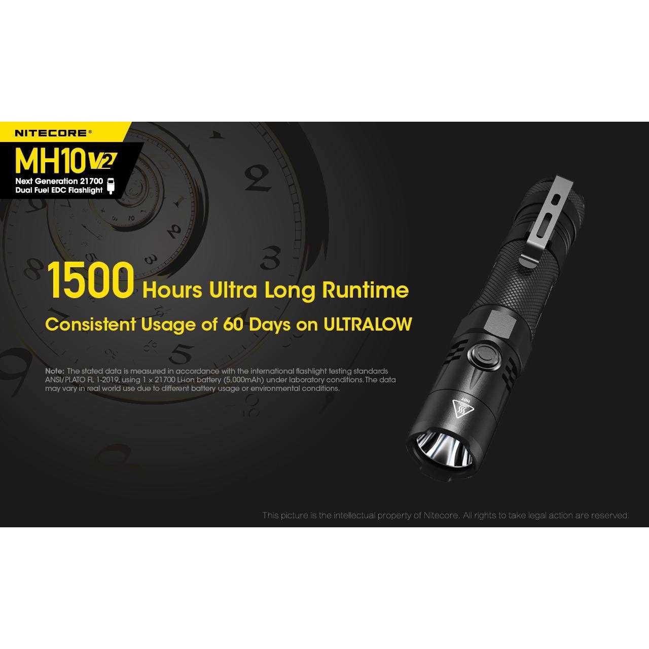 Nitecore MH10 V2 Rechargeable Flashlight 1200 - Image 5