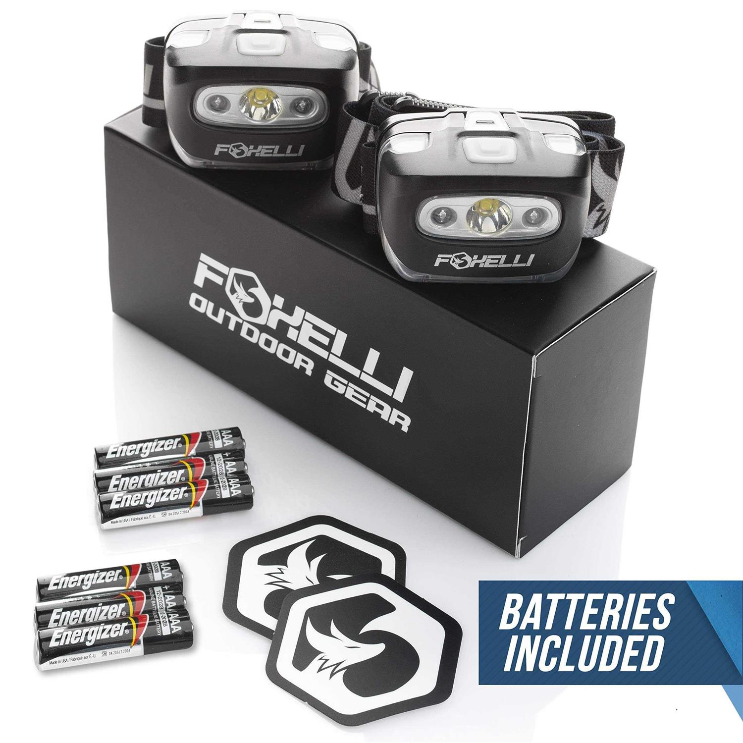 Foxelli LED Headlamp Flashlight for Adults & Kids Running Camping Hiking Head Lamp with White & Red Light - Image 3