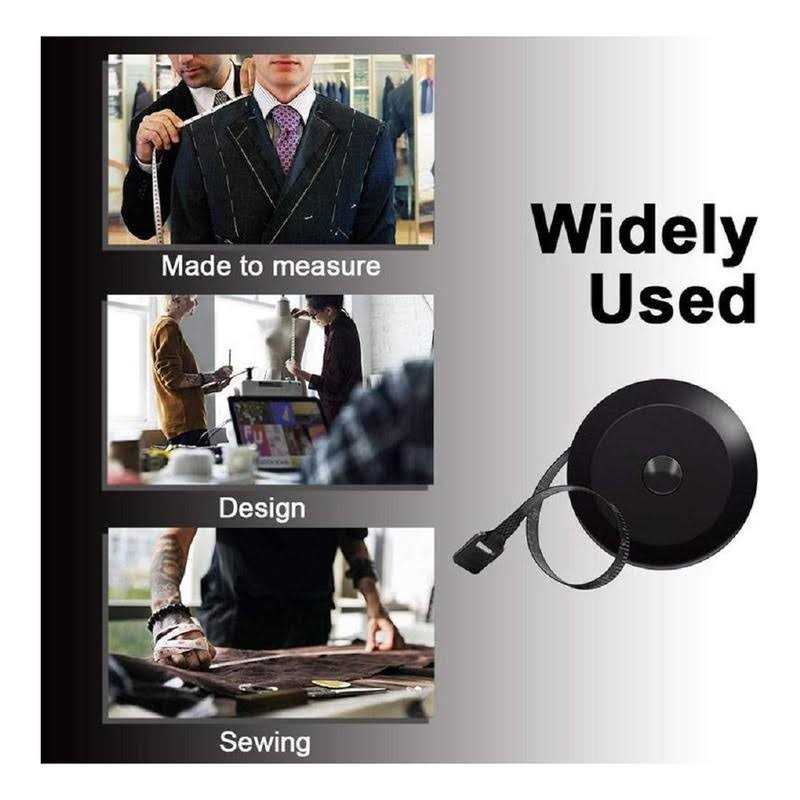 GDMINLO Soft Tape Measure Retractable Measuring for Body Fabric Sewing Tailor Cloth Knitting Craft Weight Loss Measurements Retractable Black Dual - Image 4