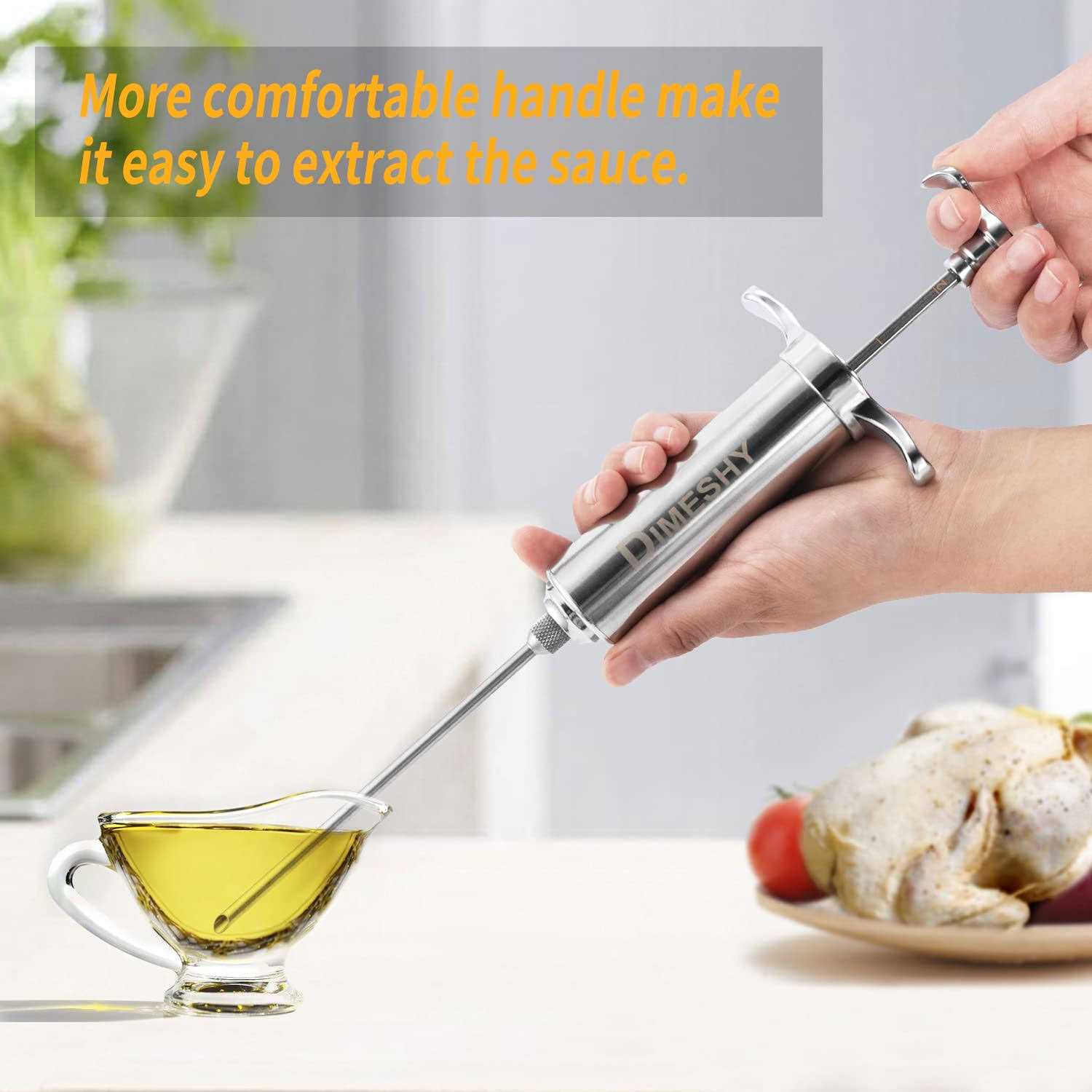 Heavy duty 304 Stainless Steel Meat Injector Kit with 2 oz Large Capacity Barrel with 3 commercial Marinade Needles - Image 3