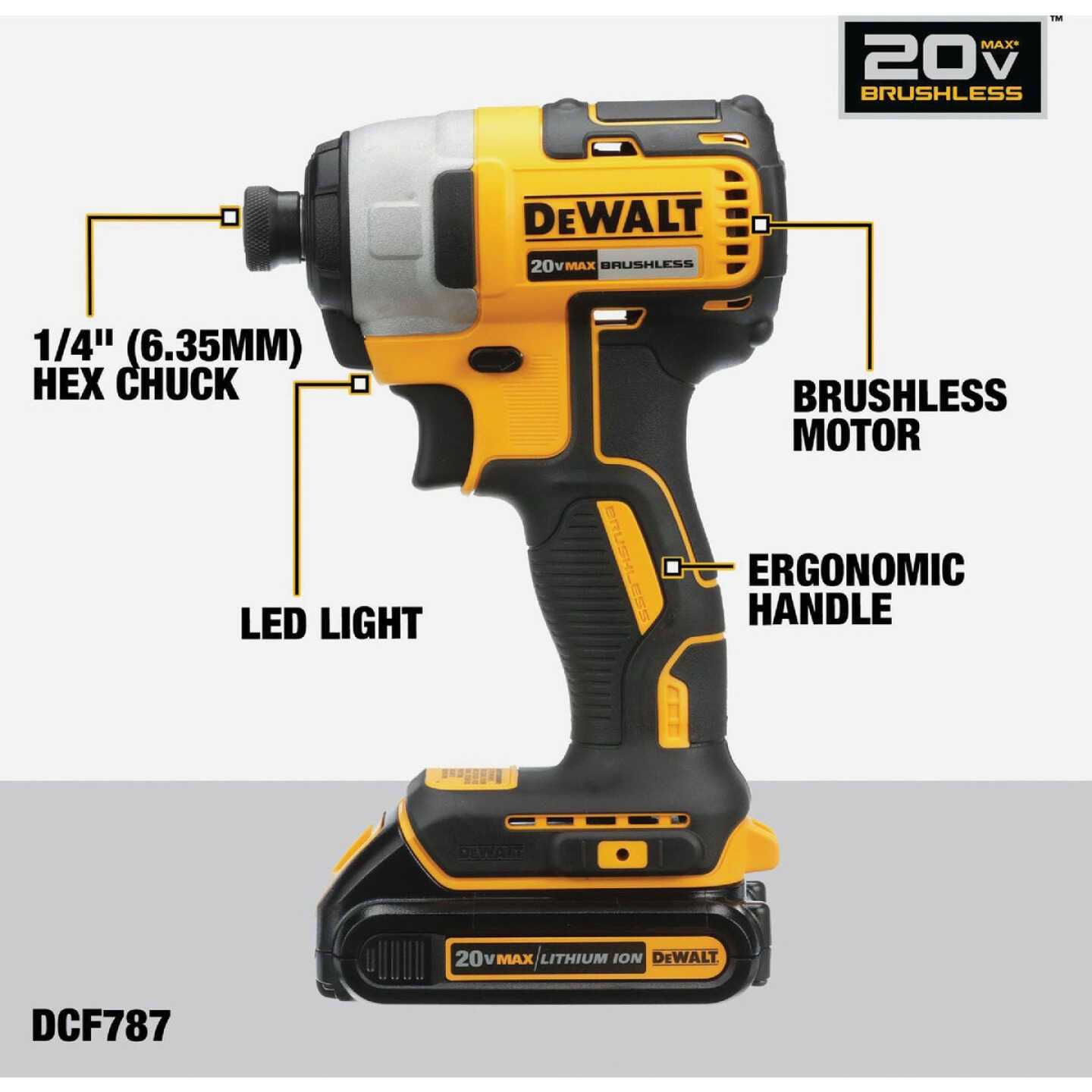 DEWALT 20V MAX Brushless 1/4 in. Hex Cordless Impact Driver Kit - Image 4