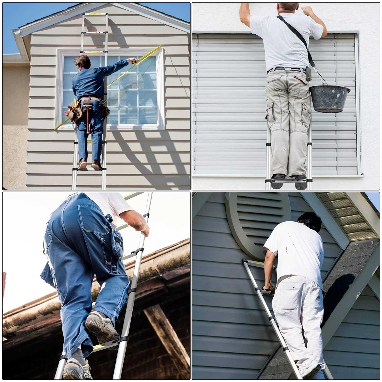 HQJUN Telescoping ladders,EN131Standards Multi-Purpose Folding Aluminum Extension Ladder - Image 3