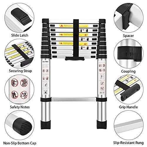 HQJUN Telescoping ladders,EN131Standards Multi-Purpose Folding Aluminum Extension Ladder - Image 4