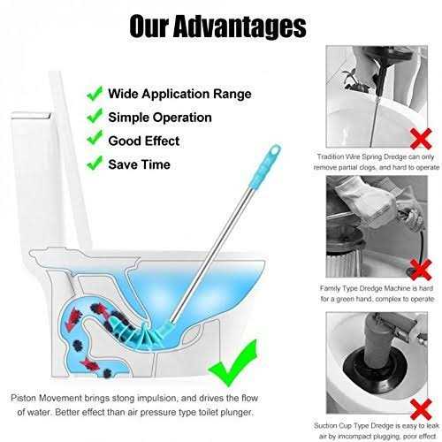 HOMEGOAL Toilet Plunger Piston Type Toilet Clog Remover Flexible Rubber Head Stainless Steel Handle - Image 4