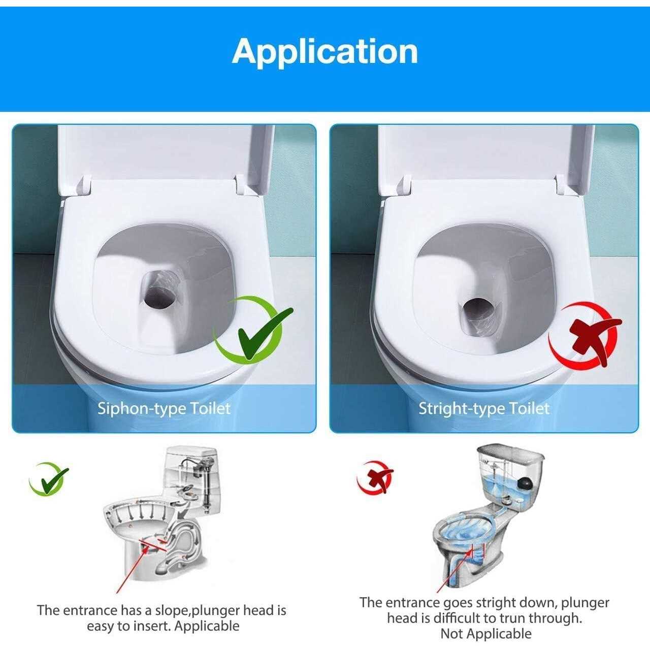 HOMEGOAL Toilet Plunger Piston Type Toilet Clog Remover Flexible Rubber Head Stainless Steel Handle - Image 5