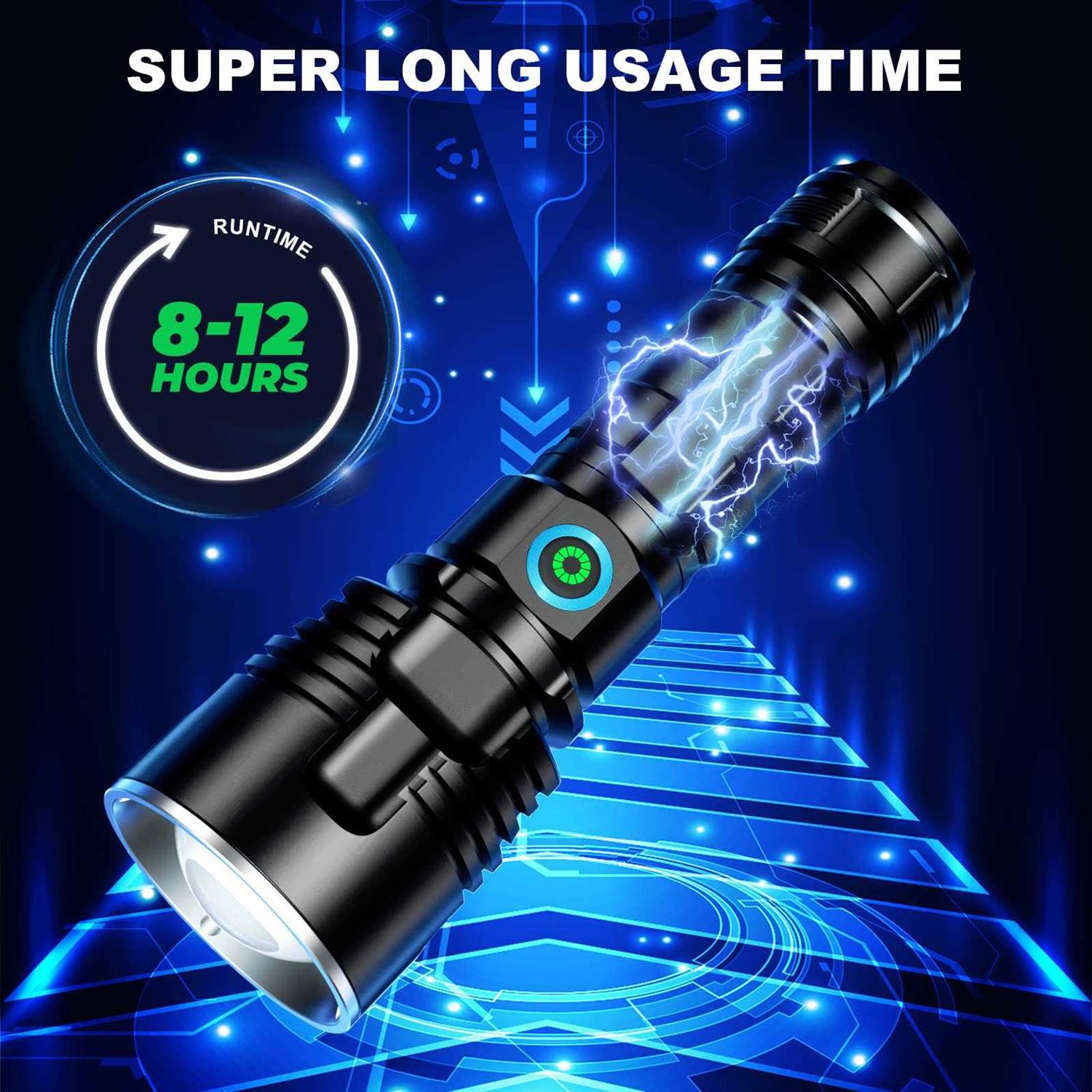 MILAOSHU Rechargeable Flashlights 900,000 High Lumens 2 Pack 12 Hours Powerful LED Flash Light with 3 Modes - Image 5
