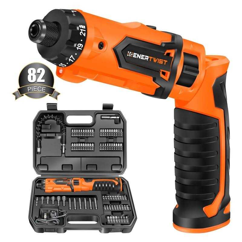 Enertwist 8V Cordless Electric Screwdriver 10Nm Max Rechargeable Screwdriver Set Charger and Accessory Kit in Carrying Case
