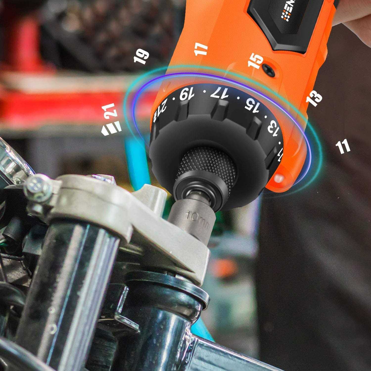 Enertwist 8V Cordless Electric Screwdriver 10Nm Max Rechargeable Screwdriver Set Charger and Accessory Kit in Carrying Case - Image 4