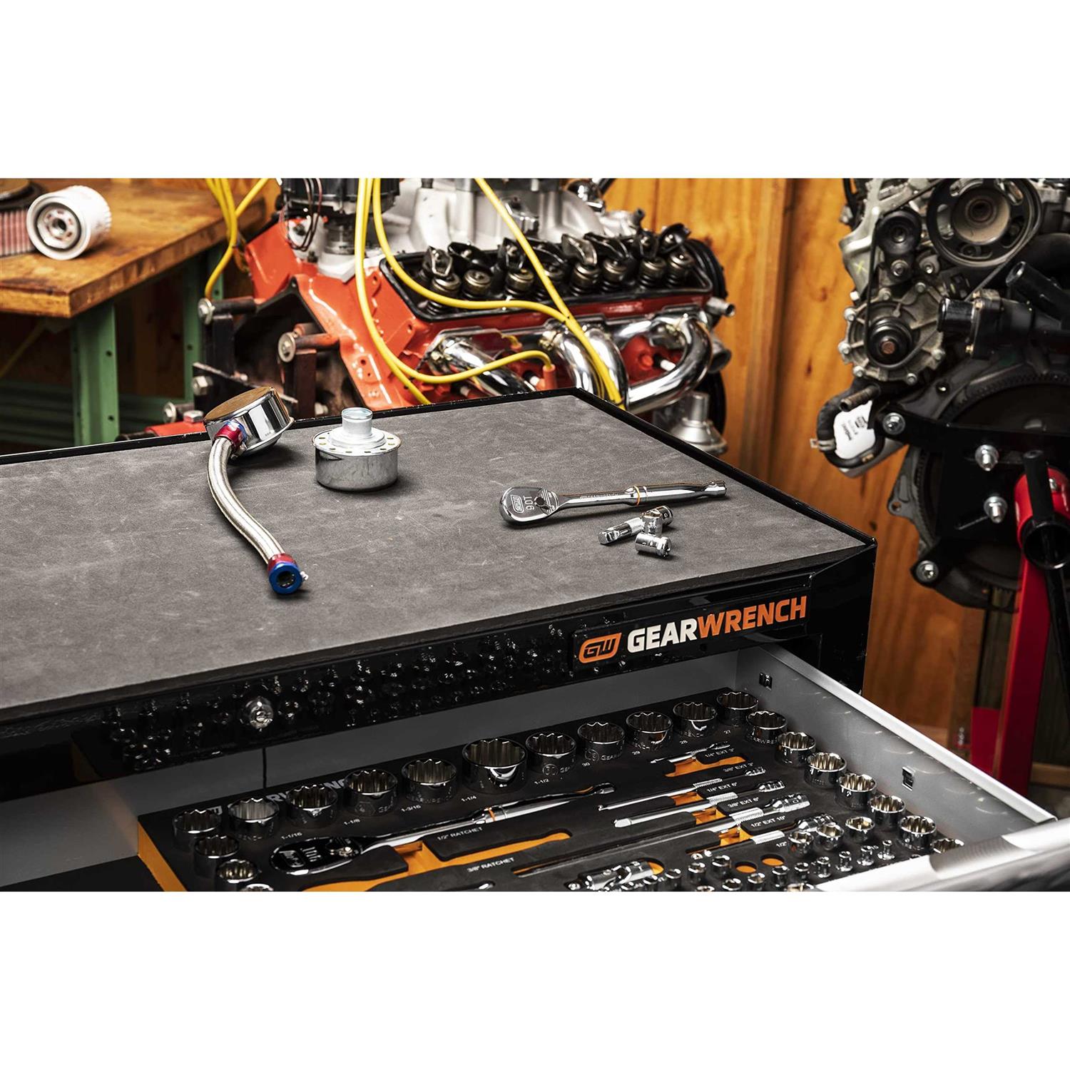 GearWrench 86529 83 Pc. 1/4 3/8 1/2 90-Tooth SAE/Metric Mechanics Tool Set with EVA Foam Tray - Image 3