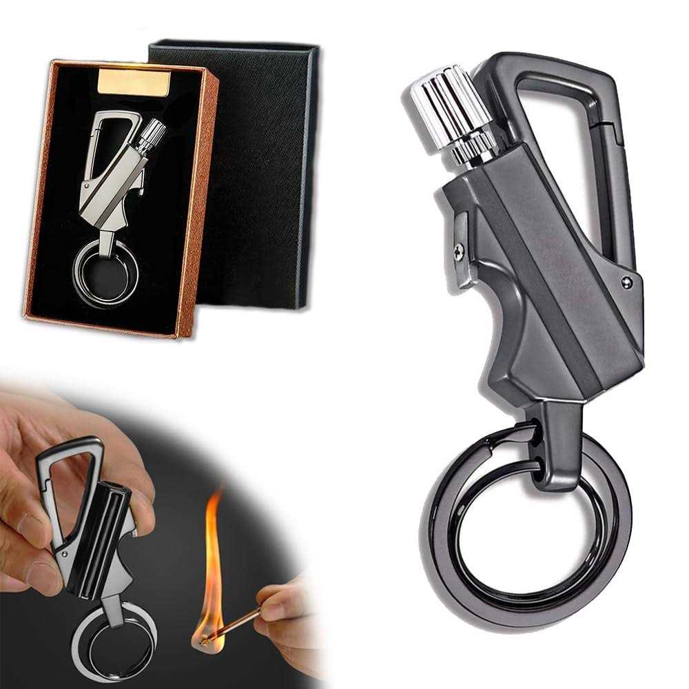 Multi-Function Keychain with Flint Metal Match Starter and Bottle Opener, Kerosene Rechargeable Lighter, Suitable As Gift Ideas and Emergency Rescue - Image 3