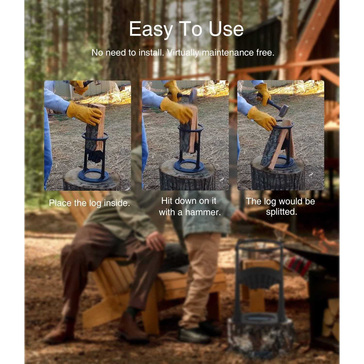 sixcow 2023 Upgrade Heavy Duty 12lb for Kindling Splitter Cracker Firewood Splitter Wedge - Image 4