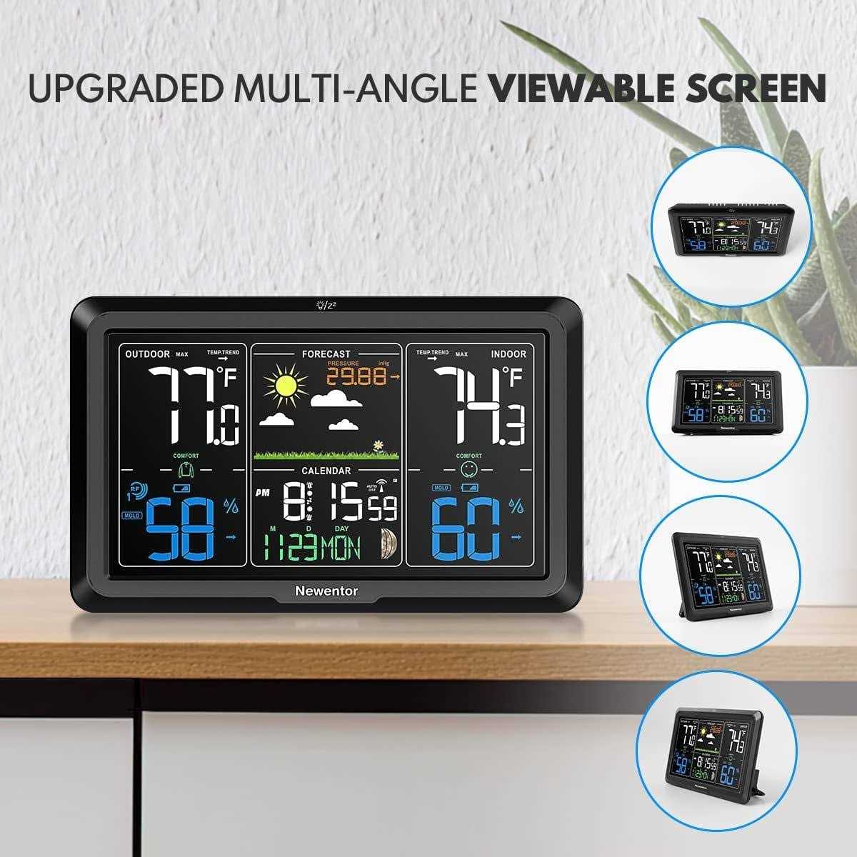 Newentor Weather Station Wireless Indoor Outdoor Thermometer 7.5in Display Atomic Weather Clock - Image 5