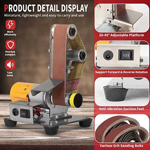 Electric Belt-Sander Adjustable Polishing-Grinding Sharpener SI FNAG 7 Speed Mini Power Sanding Machine Bench Grinder Sanders 13x1.2inch For Knife - Image 3