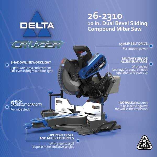 Delta Cruzer 10-in 15-Amp Dual Bevel Sliding Compound Corded Miter Saw 26-2310 - Image 3