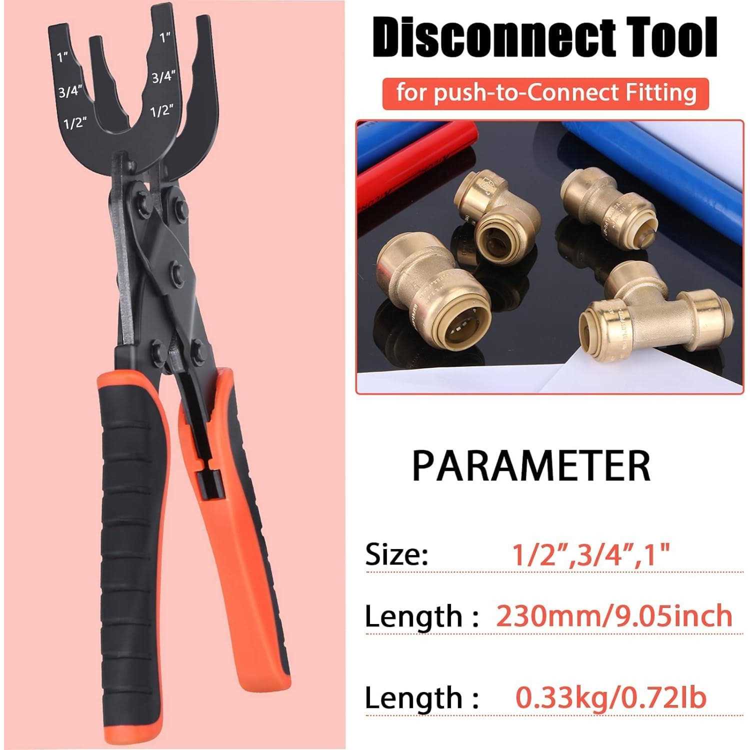 MOJIEZUO Disconnect Tongs Tool with Depth Gauge and Pipe Deburring Tool Combination Set for Push to Connect Fittings Removal Tool Disconnect Clamp - Image 5