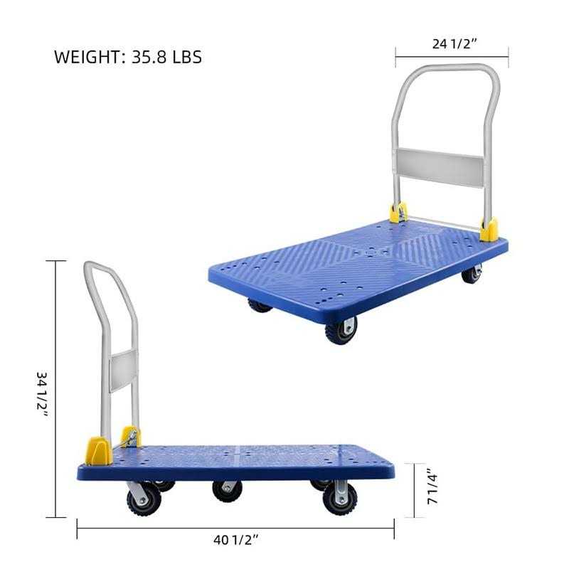 YSSOA Platform Truck with 1320lb Weight Capacity and 360 Degree Swivel Wheels, Foldable Push Hand Cart for Loading and Storage - Image 3