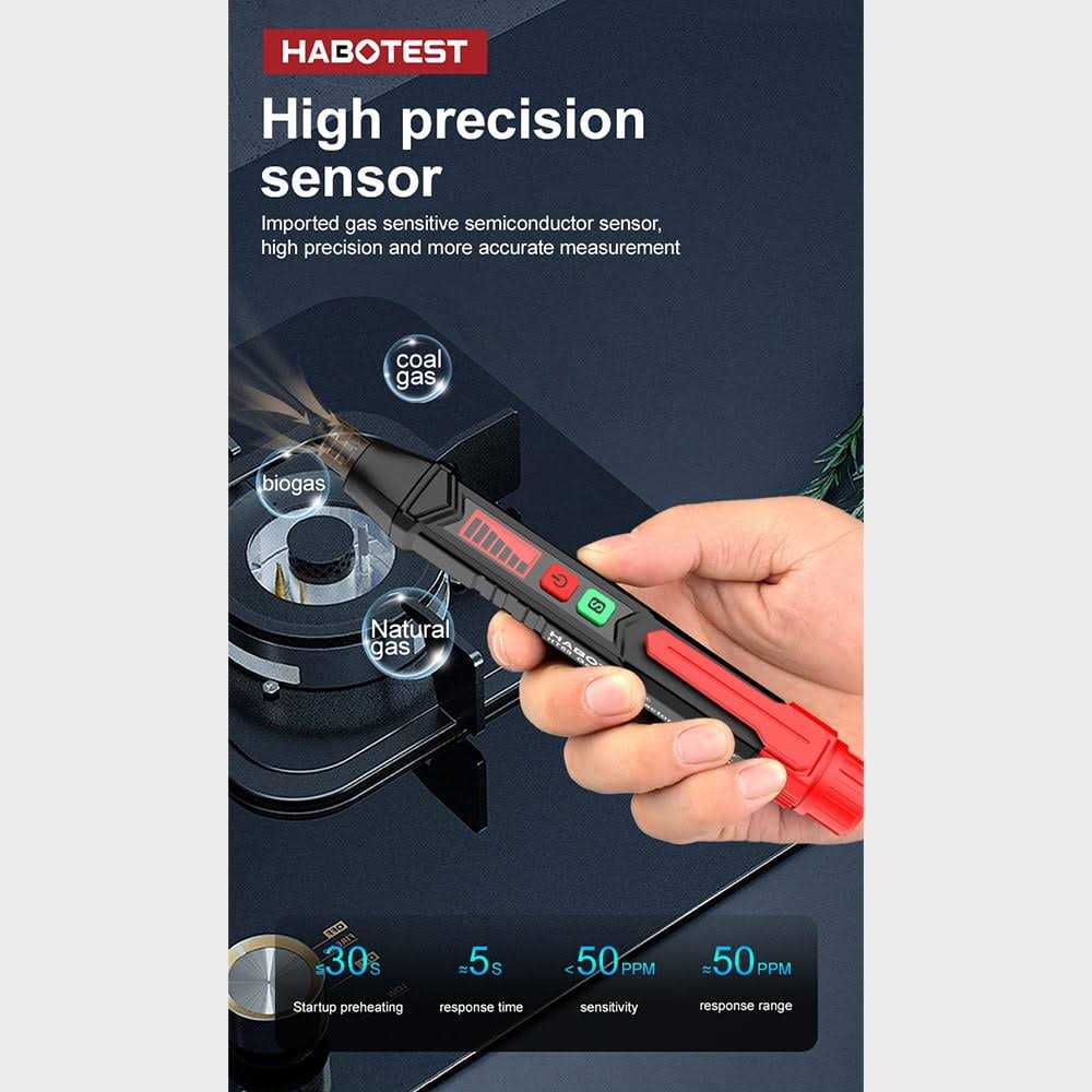 Habotest Ht60 Portable Gas Leak Detector Handheld Combustible Gas Detector with Audible and Visual Alarm with LCD Display Methane Propane Natural Gas - Image 3