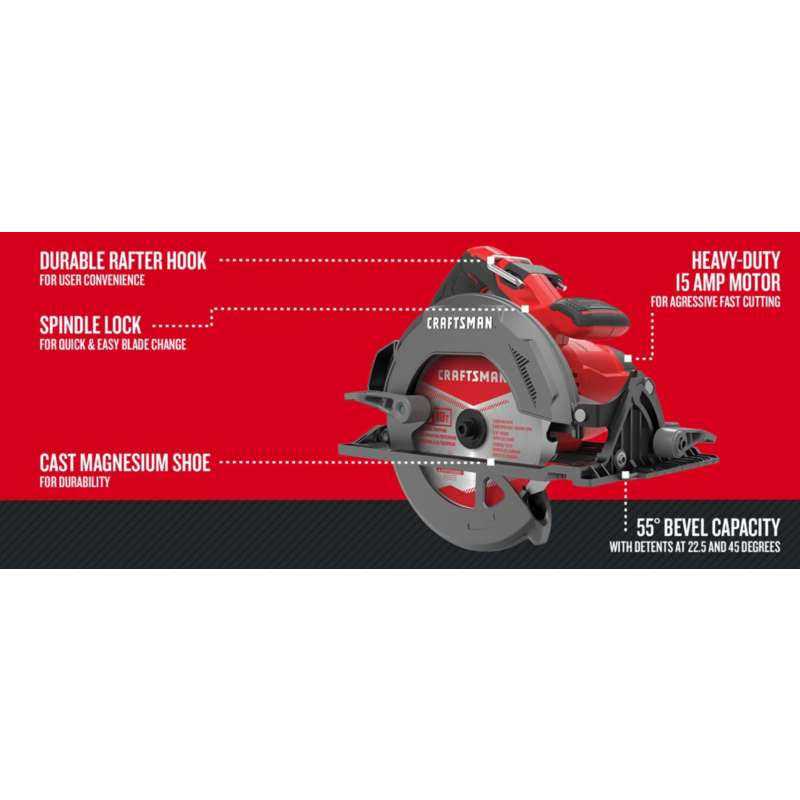 Craftsman 15-Amp 7-1/4-in Corded Circular Saw - Image 4