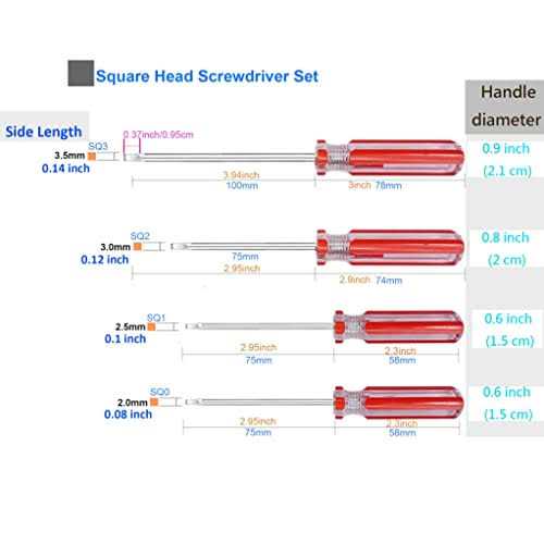 Square Head Screwdriver Set 4 Sizes SKZIRI 4PCS Square Screwdriver Tool Kits Magnetic Tips SQ0 SQ1 SQ2 SQ3 - Image 4