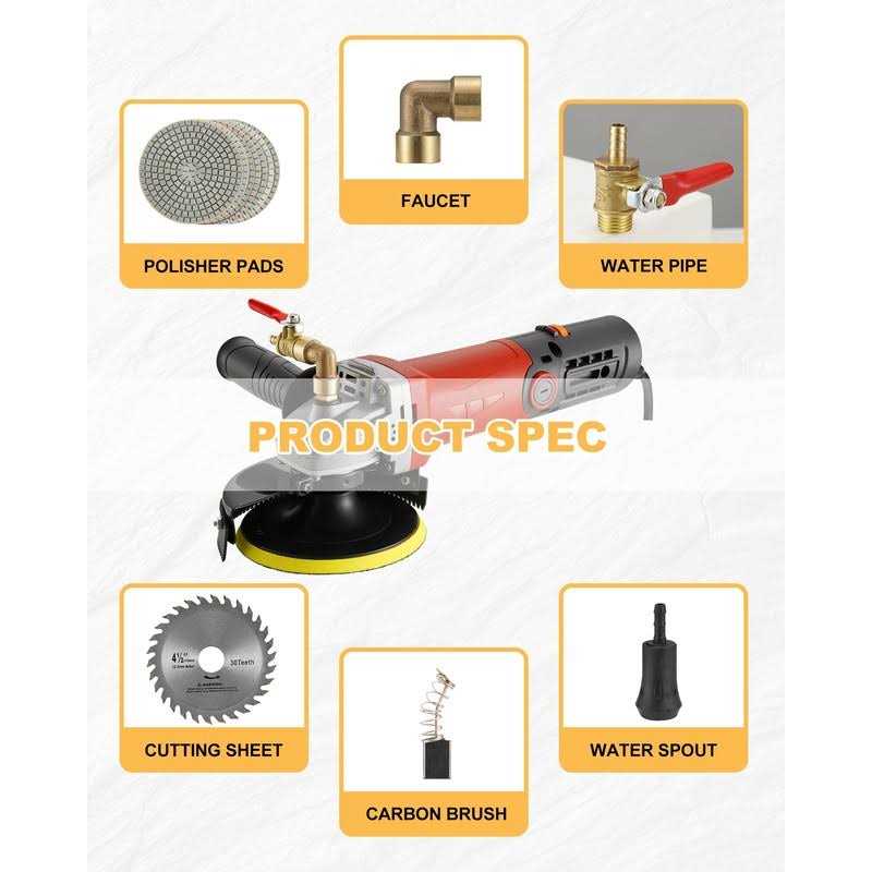 SILVEL Wet Polisher 860W/110V 6 Variable Speed Granite Polisher with Diamond Polishing Pads - Image 3