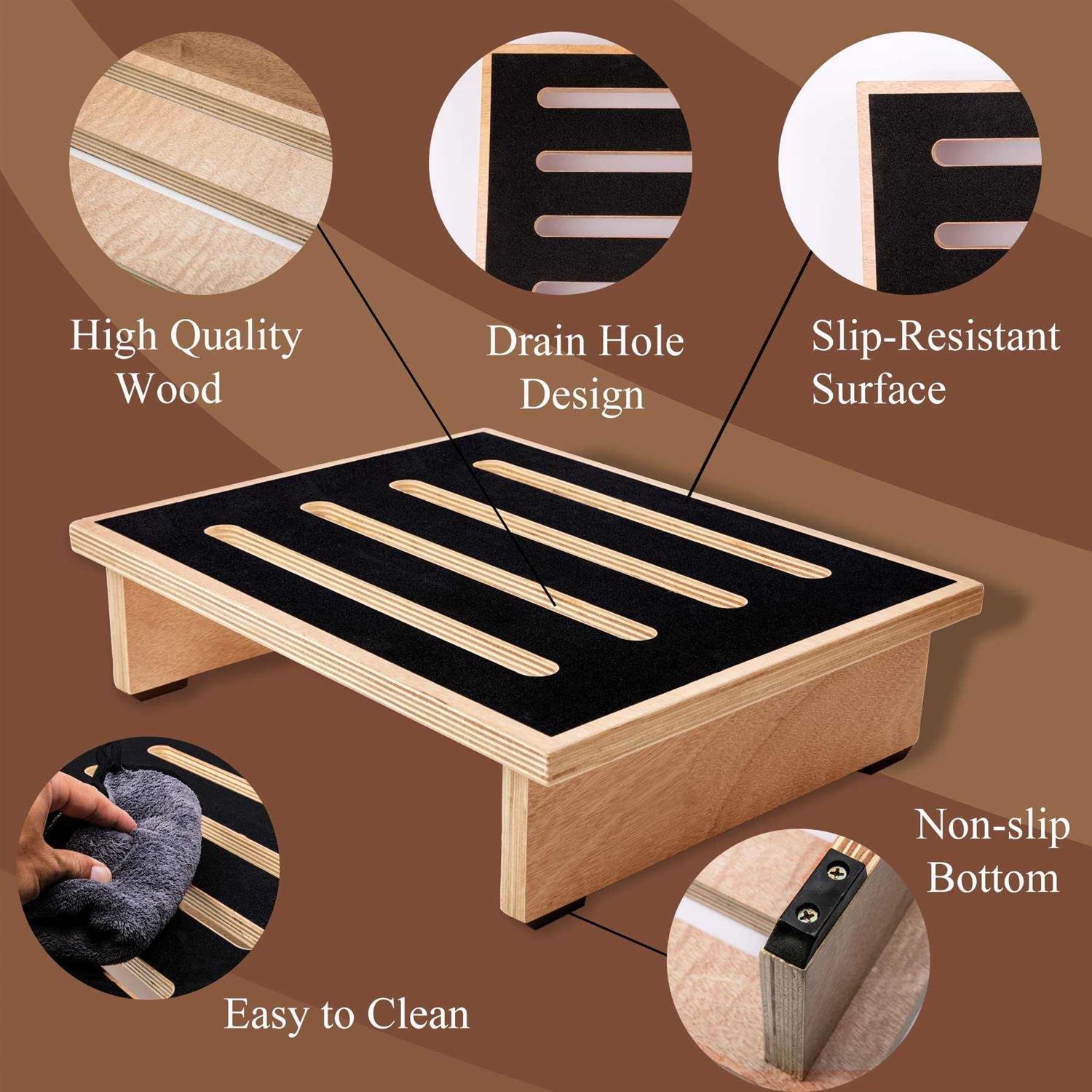 One Wood Step Stool for Adults&Seniors with Non-slip Rubber Stepping Surface - Image 4