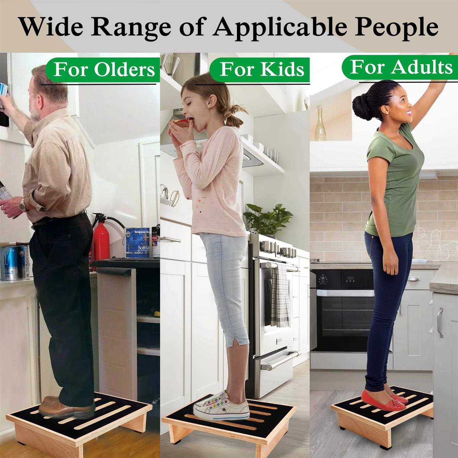 One Wood Step Stool for Adults&Seniors with Non-slip Rubber Stepping Surface - Image 5