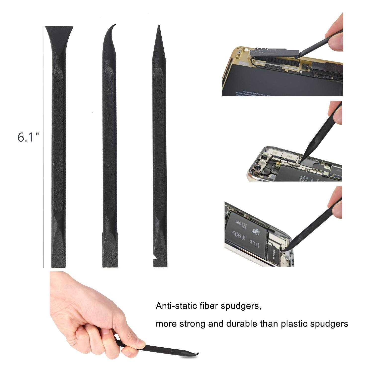 Kaisi Professional Electronics Opening Pry Tool Repair Kit with Metal Spudger Non-abrasive Nylon Spudgers and Anti-static Tweezers for Cellphone - Image 4