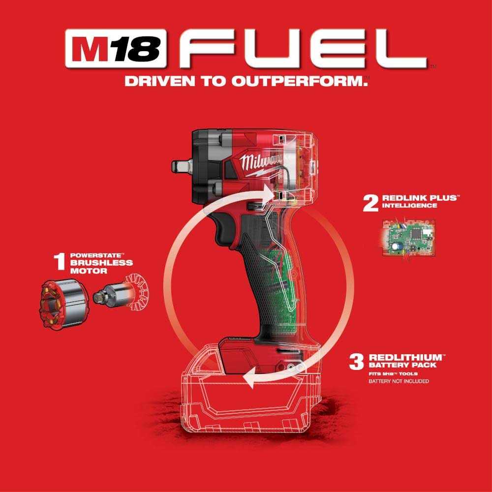 Milwaukee M18 FUEL 3/8 Impact Wrench with Friction Tool Reconditioned 2854-80 - Image 5