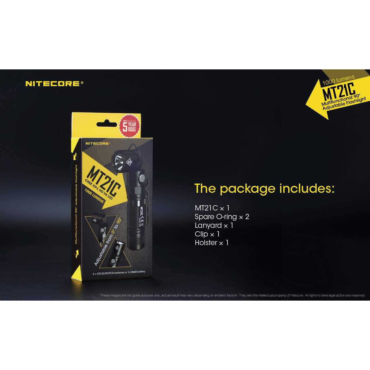 Nitecore MT21C 1000 Lumen 90 Degree Adjustable Flashlight - Image 4