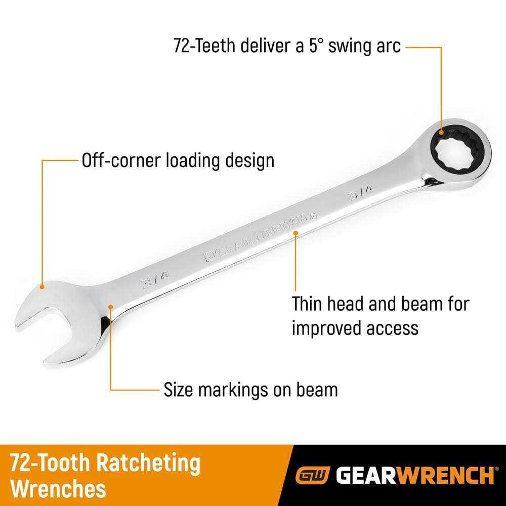 Gearwrench 16 Pc Reversible Combination Ratcheting Wrench Set Metric - Image 3