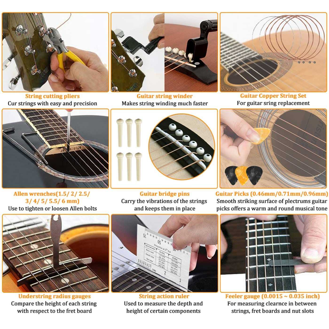 Guitar Repair Kit Set 72 Piece Professional Guitar Repair Kit Including Guitar Strings - Image 4