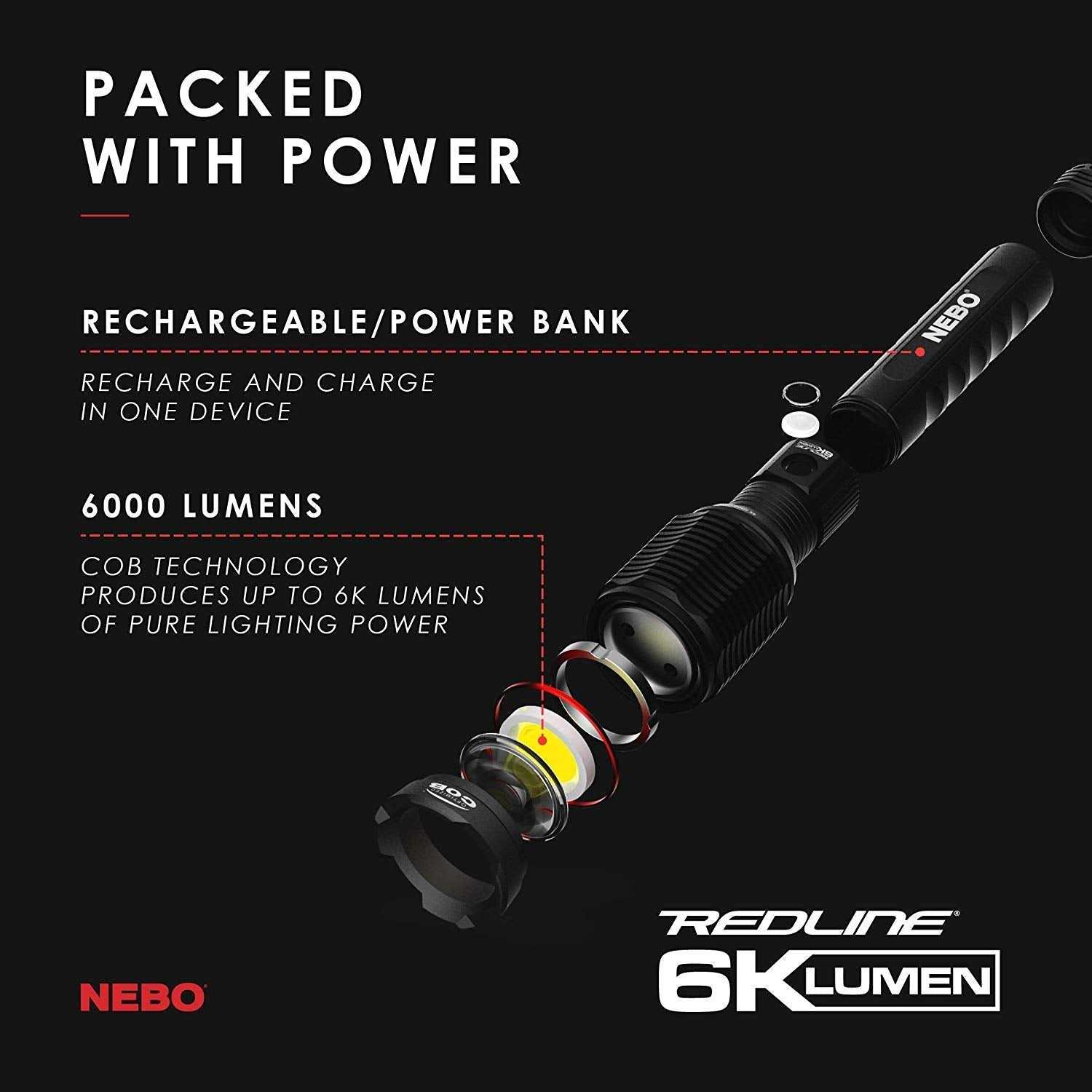 Nebo Redline 6000 Rechargeable Flashlight - Image 5