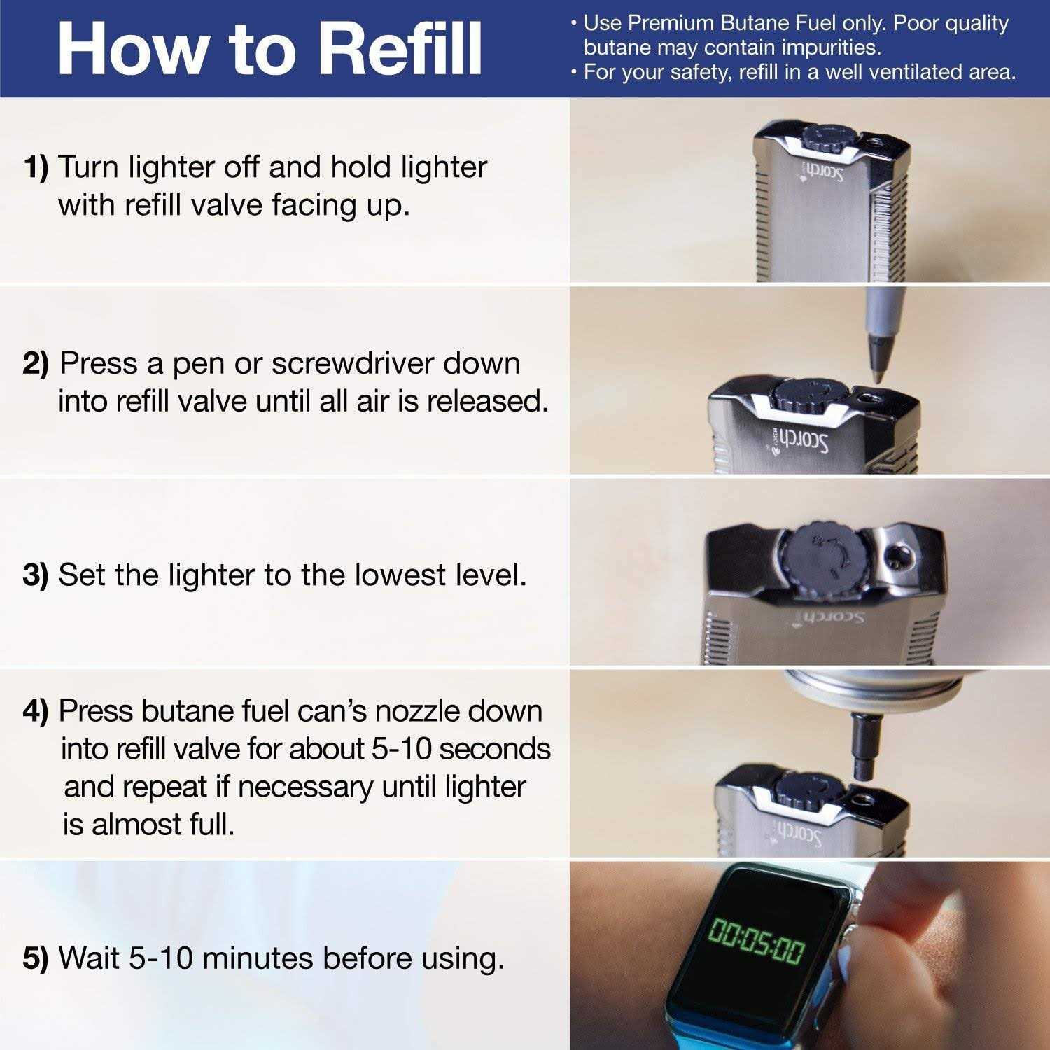 Scorch Torch CNC Machined 6.75 Tall Handheld Aluminum Flame Adjustable Butane Refillable Torch in Gift Box - Image 3