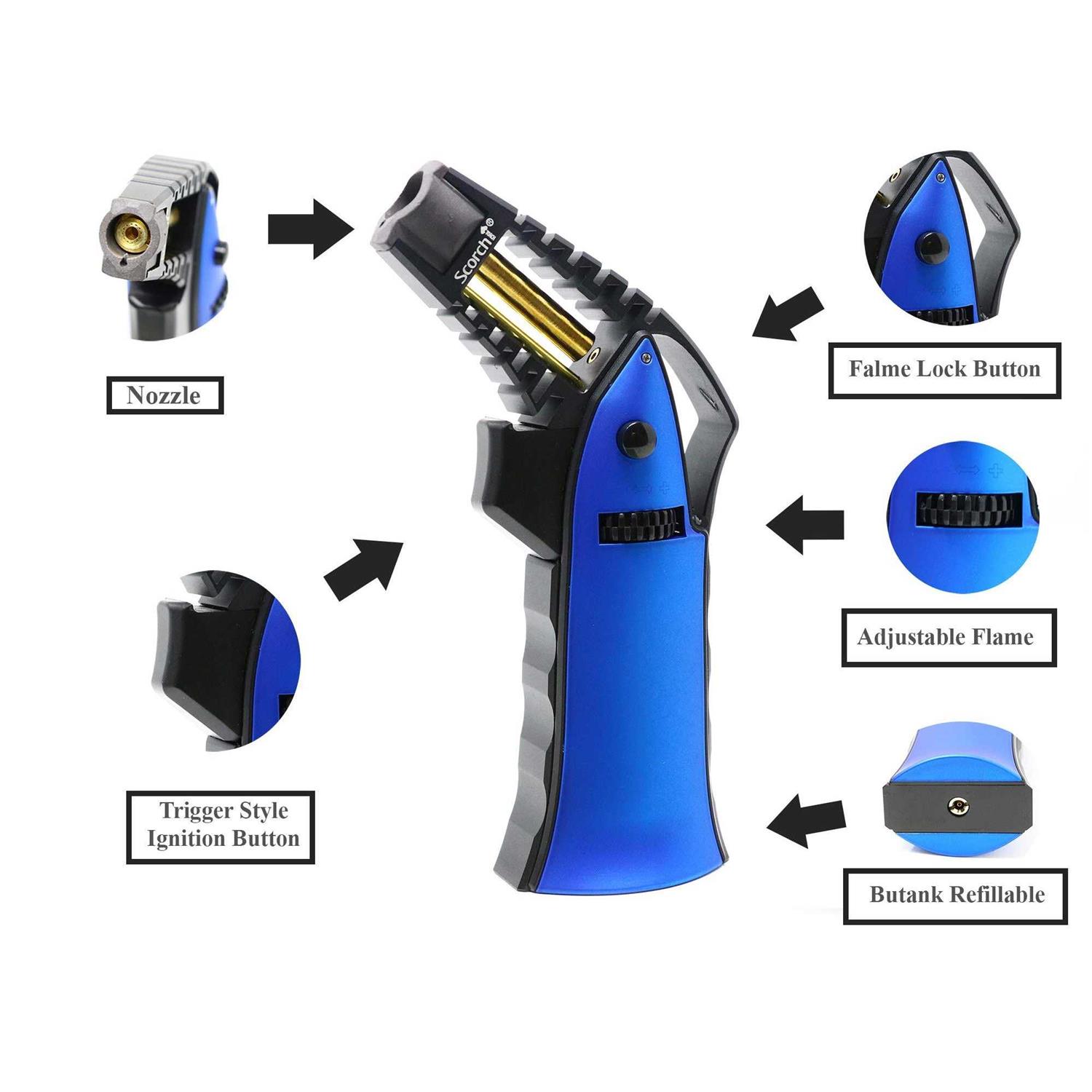 Scorch Torch CNC Machined 6.75 Tall Handheld Aluminum Flame Adjustable Butane Refillable Torch in Gift Box - Image 5